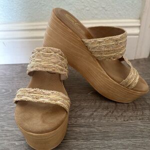 Sbicca Tan Woven Platform Sandals